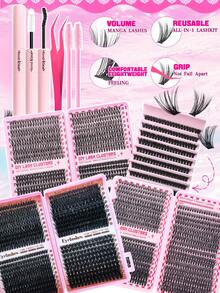 12pcs False Eyelashes Set, DIY Fake Lashes Kit, Includes Various D-Curl Lengths - Super Dense/Extra Thick/Dramatic/Voluminous/Spiky/Lower Lash Cluster, Waterproof Lashes, Suitable For Beginners And Professional Makeup Artists, Easy DIY At Home, Beginner-Friendly - Multicolor - View 8