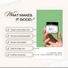 Toothpaste Without, Nano Hydroxyapatite With NOBS, Fluoride & Plastic Free, E.C.O & Travel Friendly Size, Remineralizing Chewable Toothpaste Tabs - 白色 - 查看 10