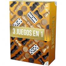 Juegos Clásicos 3 en 1, Ajedrez, Damas y Dominó, en Caja de Cartón, para 2-4 Jugadores, Edad Recomendada 96 meses - 144 meses,37628801 - Marrón - Ver 5