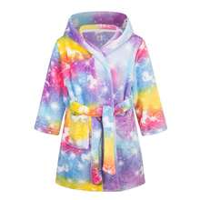 Children's Printed Flannel Bathrobe, Long Sleeve, With Pockets, Hood And Belt, 90cm, Suitable For 2-3 Years Old, Ideal For Autumn/Winter After Bath, Great Christmas Gift. Thickened Flannel Hooded Bathrobe, Astronaut Print, Soft And Comfortable, Perfect Choice After Bath In Autumn/Winter.