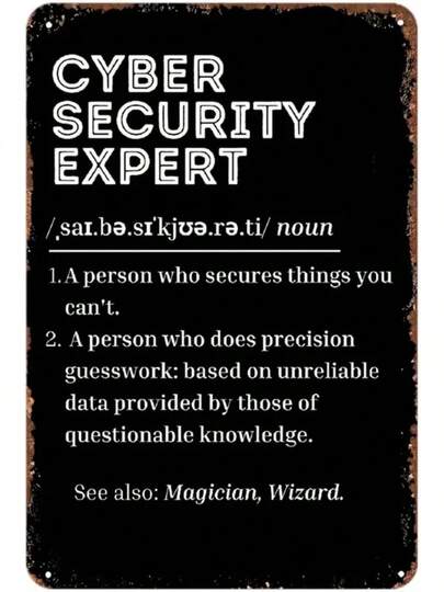 2026Cyber Security Expert Definition Tin Sign, Vintage Cybersecurity Metal Sign Print Aesthetic Room Decoration For Home Bedroom