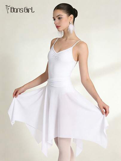 DonsGirl 1pc Women's Romantic & Elegant Ballet Tutu Dress - Modern/Classical Dance Ballet Costume, Theatrical Performance Outfit, Made Of Premium Stretch Mesh And Asymmetrical Flowing Skirt Design