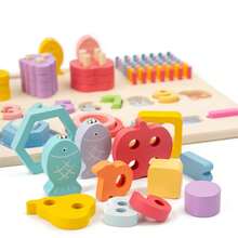 1Set Children's Early Education Puzzle Fishing Five In One Set Of Columns, Digital Cognitive Building Blocks, Baby Puzzle Development, Boys And Girls' Toy Shape Matching Puzzle Building Blocks, Fishing Set Of Columns, One Toy, Multiple Gameplay Colors, Cognitive Exercise, Concentration, Parent-Child Interaction, Tabletop Game Gift