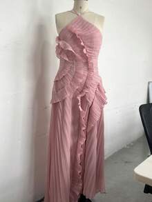 Women's Dress, New  Pleated Collar Sexy Dress, Sweet Dress - 粉色 - 查看 2