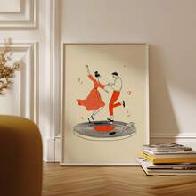 1/3 BUCĂȚI Poster pânză cuplu dansator. Poster retro cu pick-up, ilustrație cu tematică muzicală modernă. Foarte potrivit ca decor de perete pentru camere de zi, dormitoare, coridoare, sufragerii și coridoare de birou. Decorațiune pentru casă! Decorațiune interioară. Camera este decorată rafinat și dotată cu rame opționale. - Multicolor - Vizualizare 9