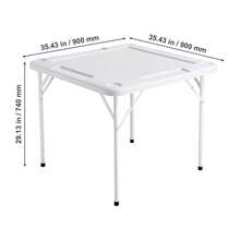 Mesa de Mahjong, Foldable-en-la mitad 4 jugador mesa de cartas con mesa verde resistente al desgaste, con 4 soportes de tazas y 4 bandejas de chip, Portable bi-plegable cuadrado mesa de domino con la manija de transporte para el partido de picnic, 35,4 x 35,4 pulgadas - 35.4 x 35.4 pulgadas - Ver 10