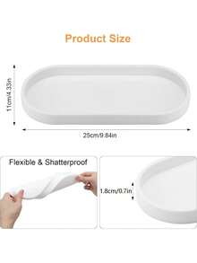1pc/2pcs Silicone Bathroom Cabinet Storage Tray, Suitable For Cosmetics, Perfume, Candles, Soap Dispensers, Spice Storage, Decorative Tray For Home Decor, Bedroom, Living Room, Kitchen - Multicolor - View 6