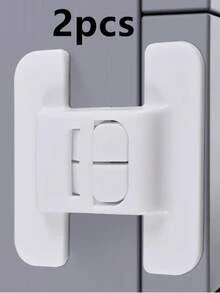 White Multi-Purpose Security Box Accessories - Anti-Opening Locks, Door Locks, Window Locks, Adhesive Drawer Locks, Fridge Door Locks, Closers, Cabinet Locks, Water Dispenser Locks, Safety Buckles, No Drilling Required, Self-Adhesive Anti-Pinch, Double Buckle Design Anti-Opening - White - View 13