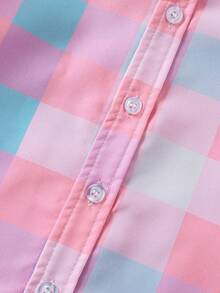 Áo sơ mi dài tay kẻ caro thời trang cho bé trai, áo cổ bẻ nhẹ nhàng, kiểu dáng thường ngày, thích hợp cho mùa xuân thu. - Hồng - Xem 5