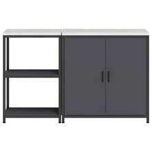 vidaXL Ensemble de rangement cuisine avec étagère 2 pcs Anthracite - Gris - Voir 9