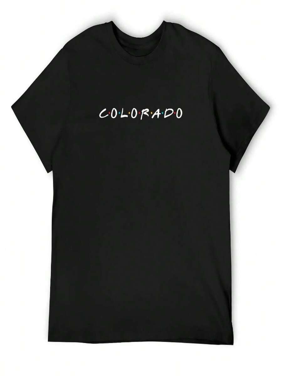 Colorado Friends T-Shirt Vintage Graphic Tee Graphic Tee Shirt Heavy Weight T Shirts - Black - View 1