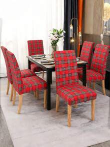 1/4 piezas Fundas elásticas para sillas con estampado digital, protectores lavables para sillas de comedor de respaldo alto, adecuados para sala de estar, hogar, comedor, fiesta, decoración navideña - Multicolor - Ver 1