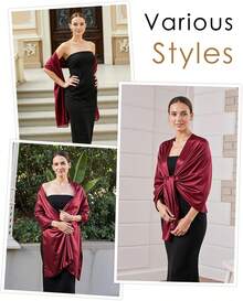 Sofier Satin Shawl Wrap Women's Evening Dress Wedding Bride Party Silky Scarf Formal Cover-Up Bridesmaid Gift - 白色 - 查看 5