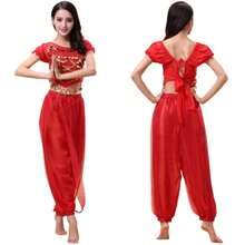 2pcs Women's Belly Dance Costume Set, Includes Short Sleeve Top And Harem Pants, Adult Practice Outfit - Multicolor - View 8