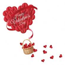 Pegatinas de PVC para ventanas de dormitorio con forma de cesta de corazón rojo para el Día de San Valentín - Multicolor - Ver 7