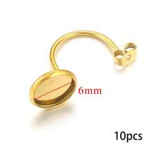 10 Pcs 304 Stainless Steel Blank Tray Earhook U-Shaped Earhook Earplug Welded Disc Jewel Base DIY Empty Tray Jewelry Accessories - Earring Setting - View 14