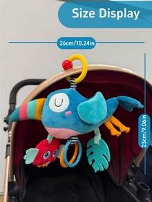 1pc Cartoon Animal Music Pull String Hanging Doll, Baby Stroller Hanging Doll, Built-In Music Box Pull String Sound, Baby Music Car Hanging Plush Doll, Portable Hanging Doll, Suitable As Newborn Baby Gift - Multicolor - View 3