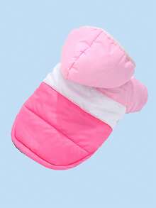 HOLAPET 1pc Pet Hooded Jacket, Warm & Comfortable Clothes For Cats & Small Dogs, Outdoor Windproof Colorblock Coat, Suitable For Medium & Small Breeds - Multicolor - View 25