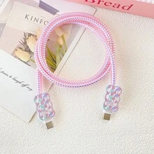 1 Set Heart-Shaped Charger & Cable Protector, 40W Apple Charging Cable Protective Case, Anti-Breakage Cable Organizer, Compatible With IPhone 17/16/15/13/14 Charger - Clear - View 4