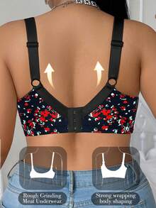 Plus Size Women Mesh Patchwork Sexy Comfortable Minimalist Racerback Bra - Black - View 4