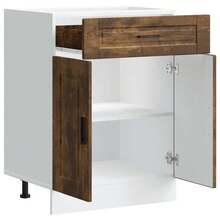 vidaXL Armoire de cuisine Porto chêne fumé bois d'ingénierie - Tabac - Voir 5