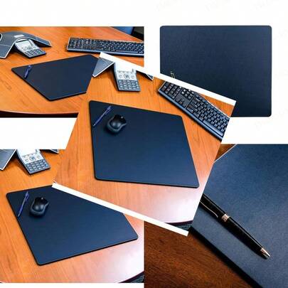 17" X 14" Navy Blue Leatherette Luxury Conference Table Pad - Desk Bl For Writing - Boardroom Organization And Executive Desk Decor