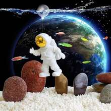 1个漂浮宇航员水族箱装饰品 - 可爱的太空人水族箱配件 - 适用于各种鱼缸和游泳池