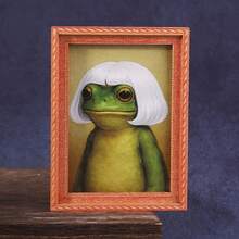 1 Piece Of Quirky Middle Part Hair Frog Pattern Fridge Magnet, Mini Photo Frame Shape, Fun Home Decoration Prop, Holiday Gift - 白色髮型 - 查看 13