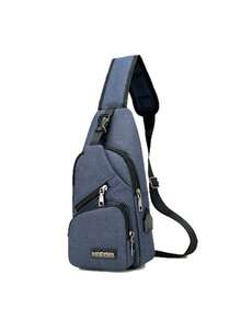 Mochila Cruzada Mariconera Pechera Con Usb Broche Antirrobo - Azul - Ver 2