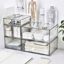 Bộ 1 hộp đựng đồ bằng nhựa trong suốt, 4 kích cỡ, đa chức năng dùng trong phòng tắm và bàn trang điểm, đựng mỹ phẩm, đồ dùng phòng ngủ, dụng cụ nhà bếp và đồ dùng văn phòng. - Trong sáng - Xem 1