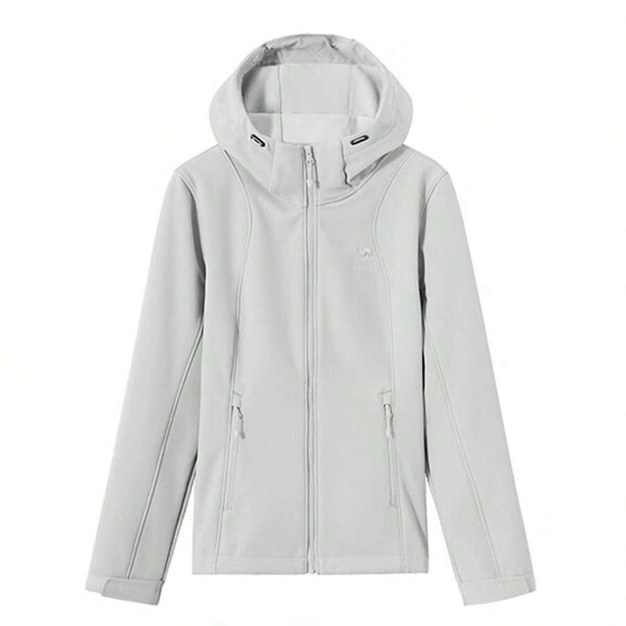 CAMEL CROWN Women's Anti-Static Waterproof Outdoor Softshell Jacket With Fleece Lining, Wind And Water Resistant With Hood - Bright Moon White - View 1