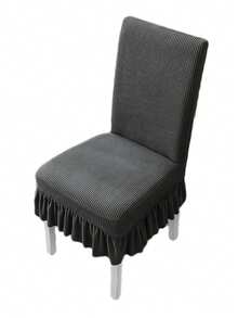 1/4 piezas Fundas elásticas para sillas con volantes de felpa de maíz de unicolor - Gris Oscuro - Ver 9