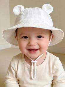 1顶男女通用泰迪熊耳朵设计网眼渔夫帽 - 透气防晒可爱夏季户外帽 - 1PC - 查看 2