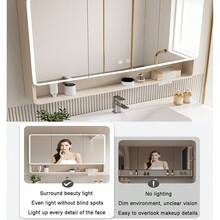 ccArmario De Baño con Espejo Led Y Organizador De Medicamentos De Pared 90 X 88 Cm A-W70*H88cm/W27.6*H34.6innn - A - Ver 6