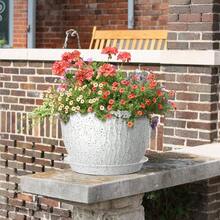 12/10/9 Inch Large Flower Pots, 3 Set Big Plant Pots Outdoor Indoor Plants With, Wide Plastic Planters With Drainage Holes And Saucers Garden House Plants, Speckled White - White With Black Speckles + 12+10+9 Inch - View 6
