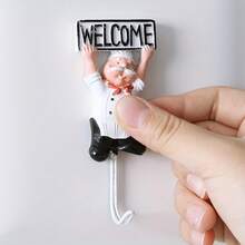 1pc Strong Adhesive Cartoon Chef Hook, Used For Kitchen And Bathroom Storage, Seamless Nail Wall, Kitchen Wall Hanging Clothes Hook, Fun Home Decoration - Kiểu B - Xem 10