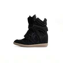 New 2026 Hidden Height-Increasing High-Top Women's Shoes, Color-Matching Flat Casual Sneakers. Designer High-Top Shoes For Women For All Seasons, Body-Hugging Casual Sports Shoes, Versatile White Shoes With A Thick Black Sole. 7 Cm Internal Heel Lift, Women's Ankle Boots, High-Top Models For Petite Sizes. - 紺色 - 查看 2