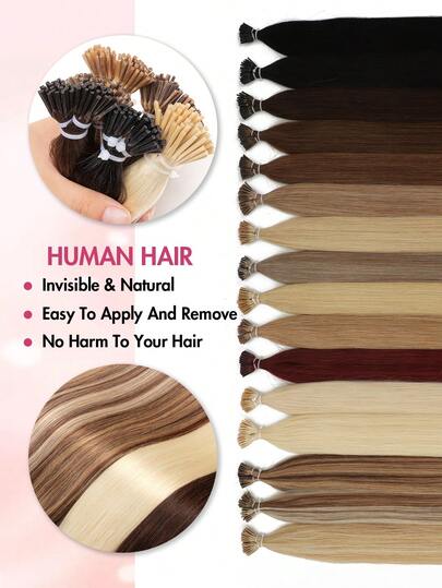 I Tip Hair Extensions Human Hair Extensions Highlight Color Straight Human Hair 12-22 Inch Thickening Hair Extensions Real Human Hair Extensions Keratin Extensions Invisible Itip Human Hair Extensions High Quality Easy To Wear Elegant For Daily & Festival & Party