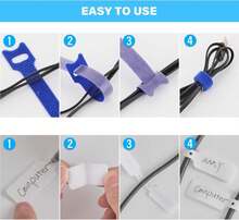 NBTORCH 70 PCS Reusable Cable Ties With Hook And Loop, Multi-Purpose Adjustable Cable Management Wire Ties &Amp; 10 PCS Cable Labels, Cord Organizer For Home, Office And Data Centers (Black+Grey) - ColorB - 查看 7