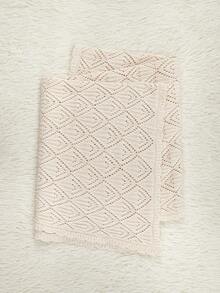 1pc Baby Knitted Blanket, 100% Cotton Infant Coverlet, Hollow Design, Suitable For All Seasons, Valentine's Day Baby Gift - Beige - View 7