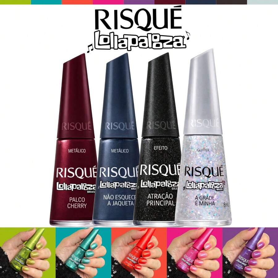Kit Of 10 Risqué Lollapalooza Nail Polishes, New Risqué Collection, Glitter Effect Nail Polish - 4 esmaltes de uñas - Ver 1