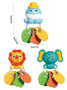 Infant Teething Rattle Toy, Early Education Toy, Helps Develop Baby's Hand-Eye Coordination, Cute Cartoon Pattern Design With Lion, Elephant And Octopus, Ideal Gift For Newborns - Multicolor - View 12