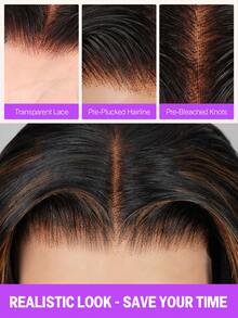 MEGALOOK 13x4 #30 高光蓬松深波浪蕾丝前假发，100% 真人发，180% 密度，透明蕾丝前假发，巴西真人发，预先拔毛，蓬松卷发假发 - SNATURAL/30 - 查看 6