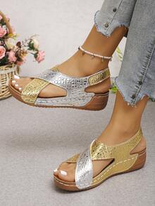 銀色鱷魚紋拼金色鱷魚紋