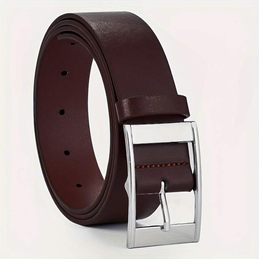 Men's Pin Buckle Belt, PU Material, Casual Jeans Belt, Great Gift - 黑色 - 查看 1