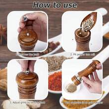 1pc Pepper Grinder, Household Salt Grinder, Wooden Spice Grinder, Manual Pepper Mill, Spice Crusher, Reusable Spice Bottle, Suitable For BBQ, Picnic, Camping, Kitchen Tool, Valentine's Day Gift, Kitchen Decor