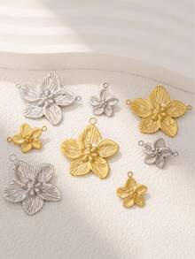 3pcs Vintage Stainless Steel Flower Pendant Findings 18K Gold Plated Charms For Women DIY Making Jewelry Necklace Earring Accessories - Pendants - View 3