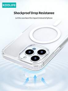 1pc Koolife Magnetic Wireless Charging Anti-Drop Phone Protective Case, PC Backboard + TPU, Transparent Material, Compatible With IPhone 17 ProMax/17/17 Pro/17 Air/12/12 Pro/12 ProMax/13/13 Pro/13 ProMax/14/14 Plus/14 Pro/14 ProMax/15/15 Pro/15 Plus/15 ProMax/16/16 Pro/16 Plus/16 ProMax - Transparent + Butterfly Accessory Dust Plug - View 5