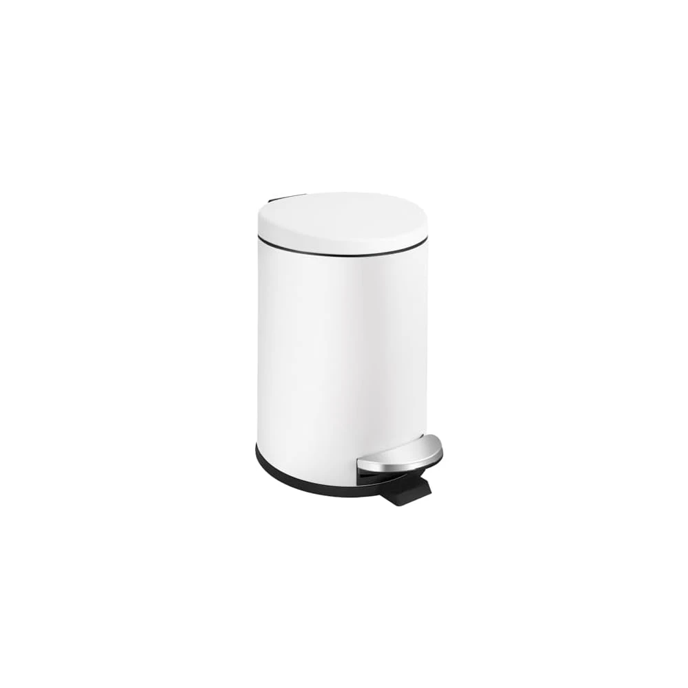 Small Trash Can With Lid Soft Close, 4.5 Liters / 1.2 Gallon Bathroom Garbage Can, Mini Step Trash Bin, Stainless Steel Wastebasket For Bathroom, Bedroom, Office (White),White - 白色 - 查看 1