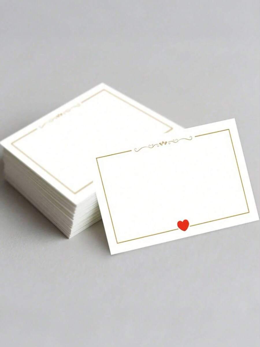 100/20/10pcs Simple White Heart-Shaped Cards, Featuring Love Heart & Clover Patterns, Suitable For Valentine's Day, St. Patrick's Day, Gifts, Greeting Cards, Teacher's Day, Friendship & Love Notes, Blank Birthday Cards, Business Cards, Thank You Cards, Mini Heart-Shaped Cards, Fun Birthday Cards - Multicolor - View 1